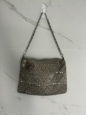 Nicole Lee Silver Studded Purse Crossbody Shoulder Bag 90’s Y2K Punk Metallic